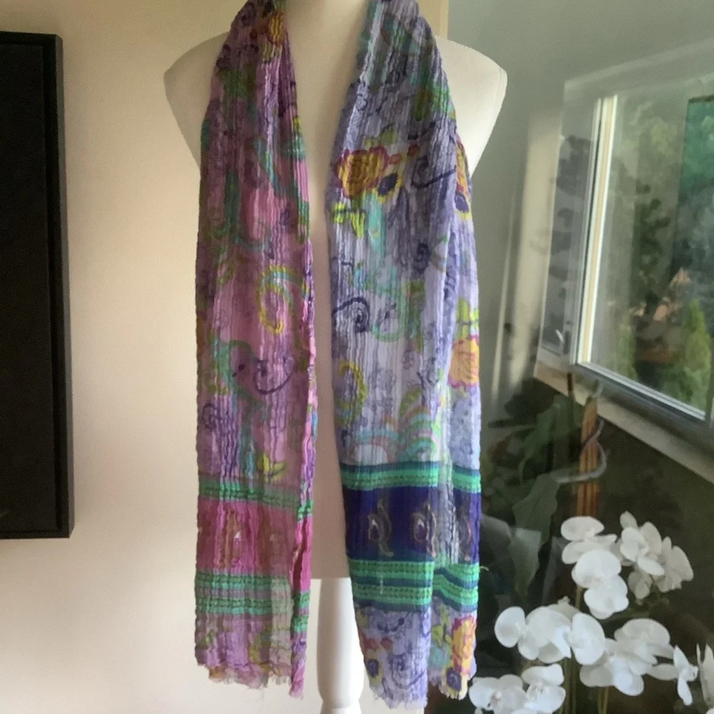 Two Summer Weight Rectangular Print Scarves